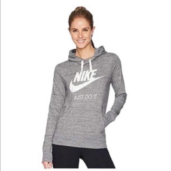 Nike Long Sleeve Heather Gray Hooded Pullover Size Small - Picture 1 of 6